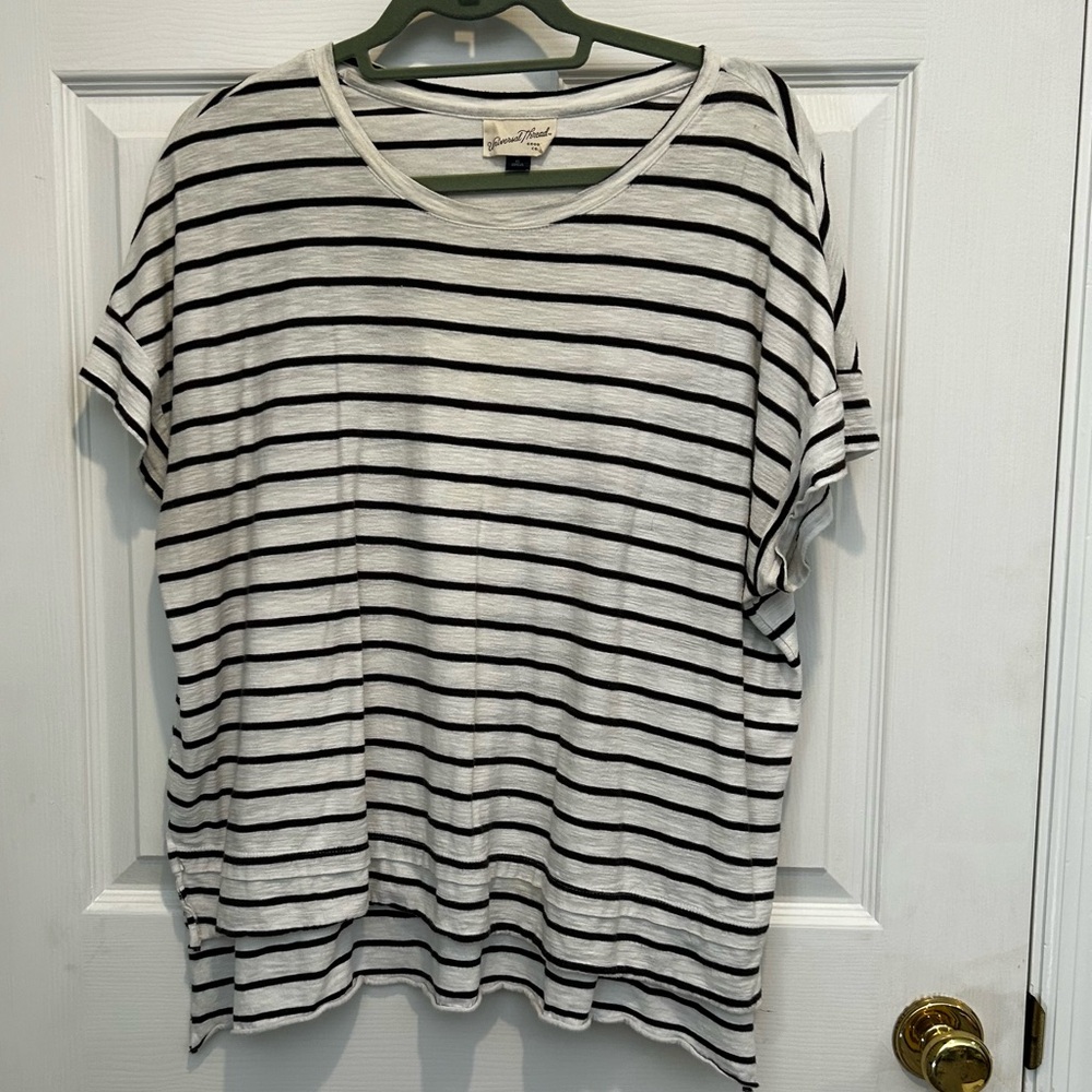 Universal Thread Striped T-Shirt with Split Hem